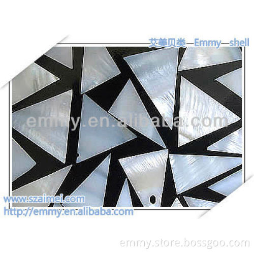 Random triangle china white river mother of pearl mosaic wall tiles with white glue
